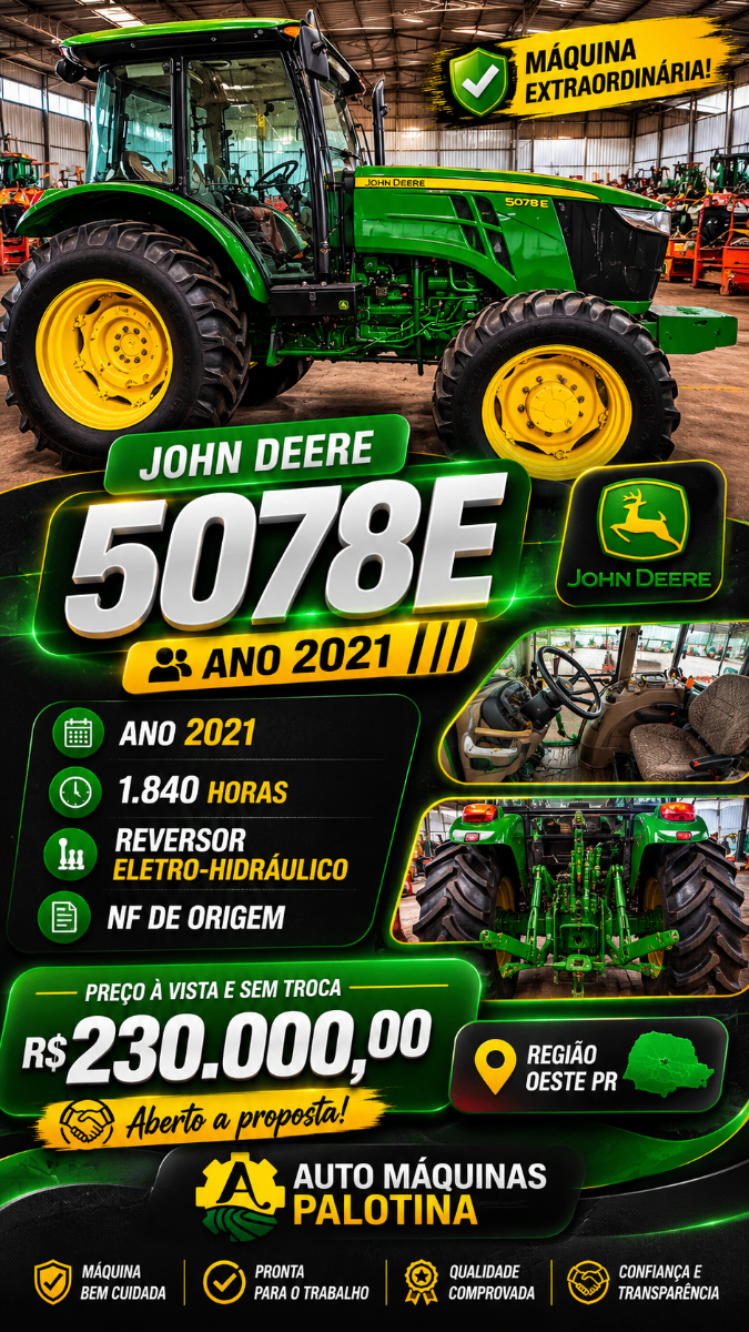 Trator agrícola John Deere 5078E 2021