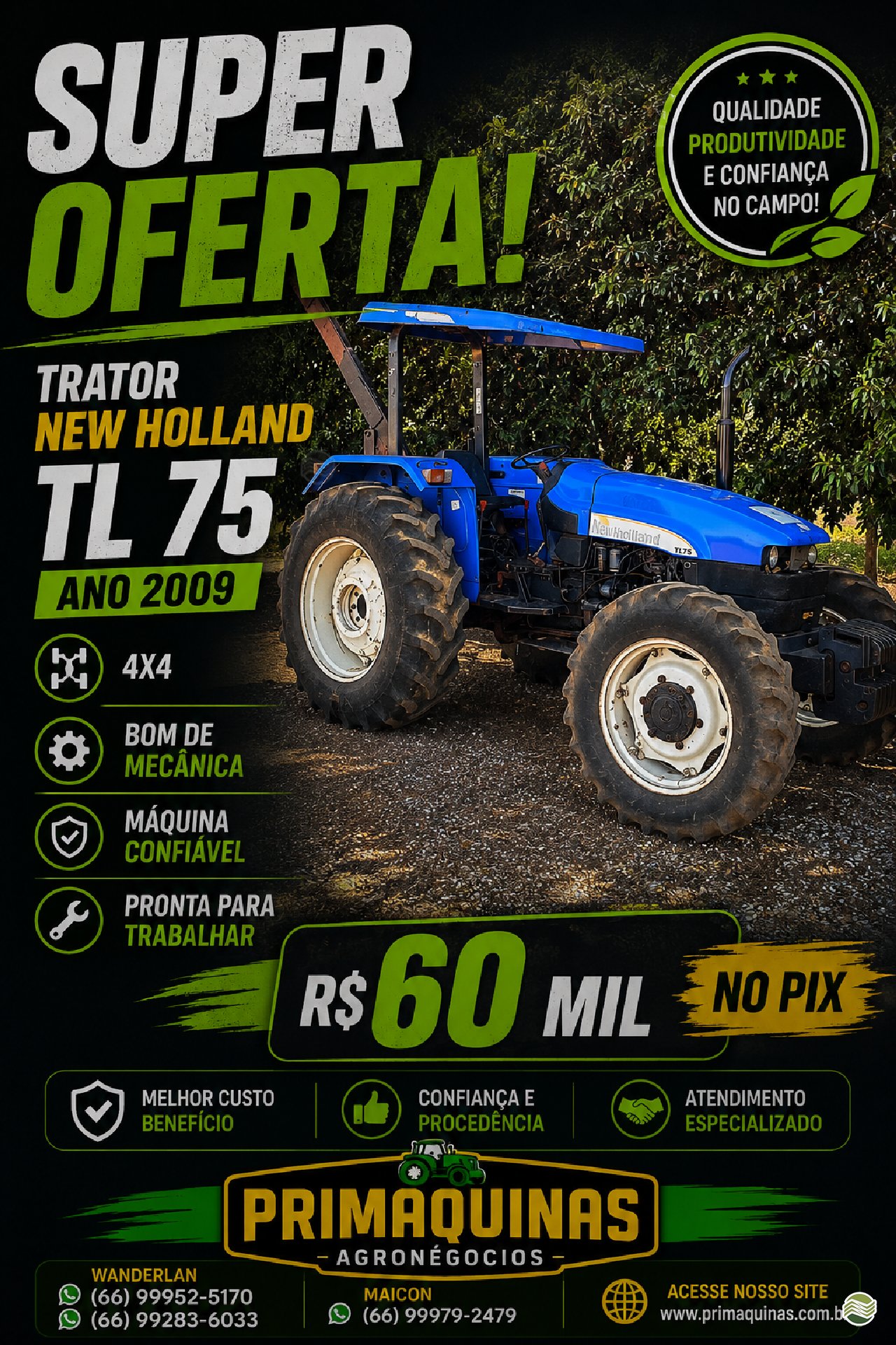 Trator agrícola New Holland TL75 2009