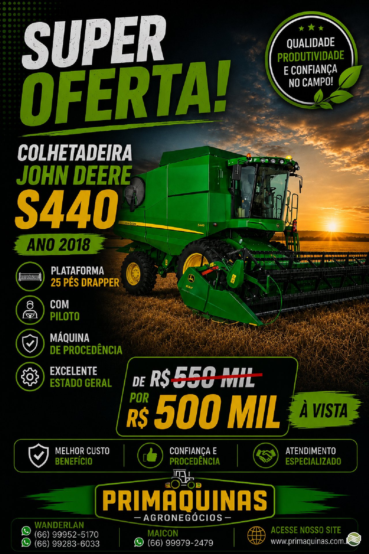 Colheitadeira John Deere S440 2018
