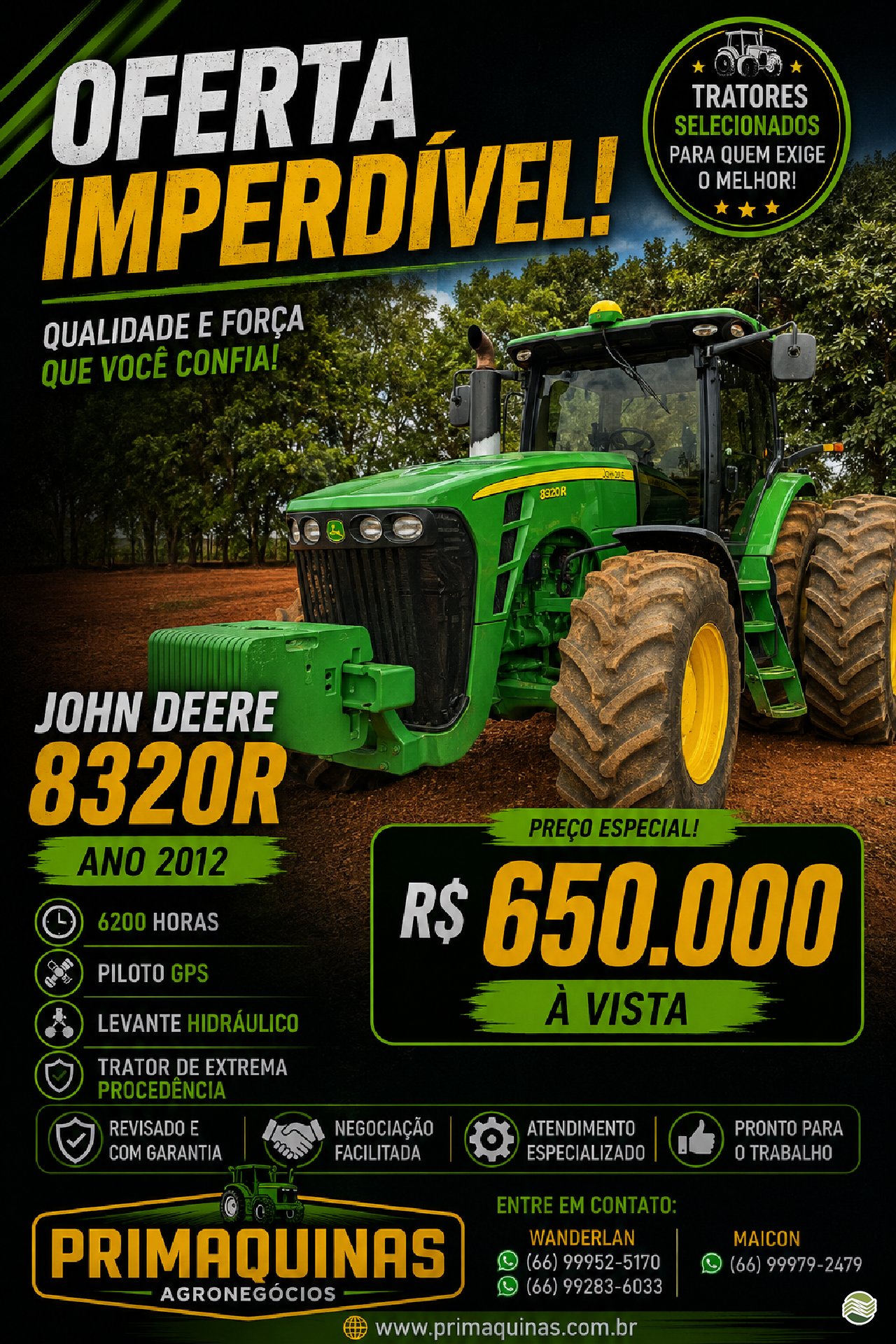 Trator agrícola John Deere 8320R 2012